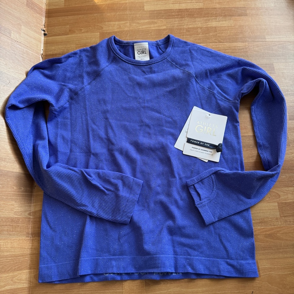 Athleta girl purple long sleeve top size 8/10 nwt - Picture 2 of 8